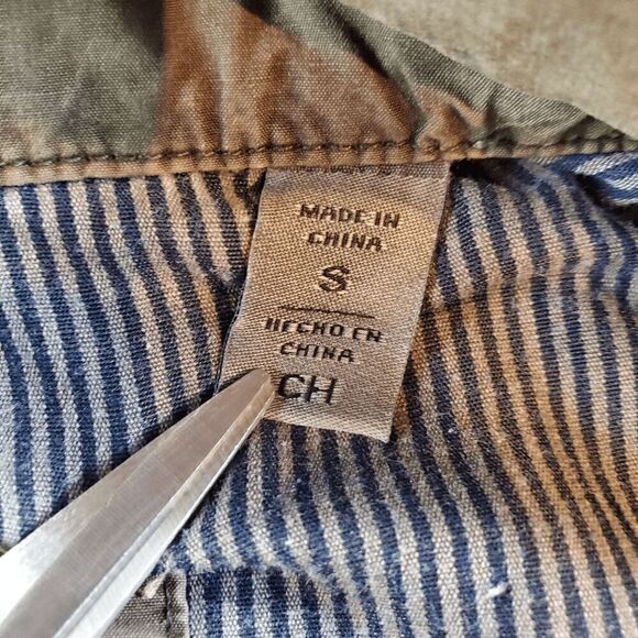 Levi's Jacket Women Small Green Solid Distress Military Utility Drawstring Waist - Picture 4 of 16